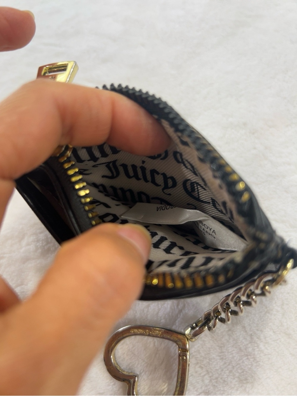 Juicy Couture Black Wallet & Card Holder Keychain Bundle Set - Picture 15 of 16
